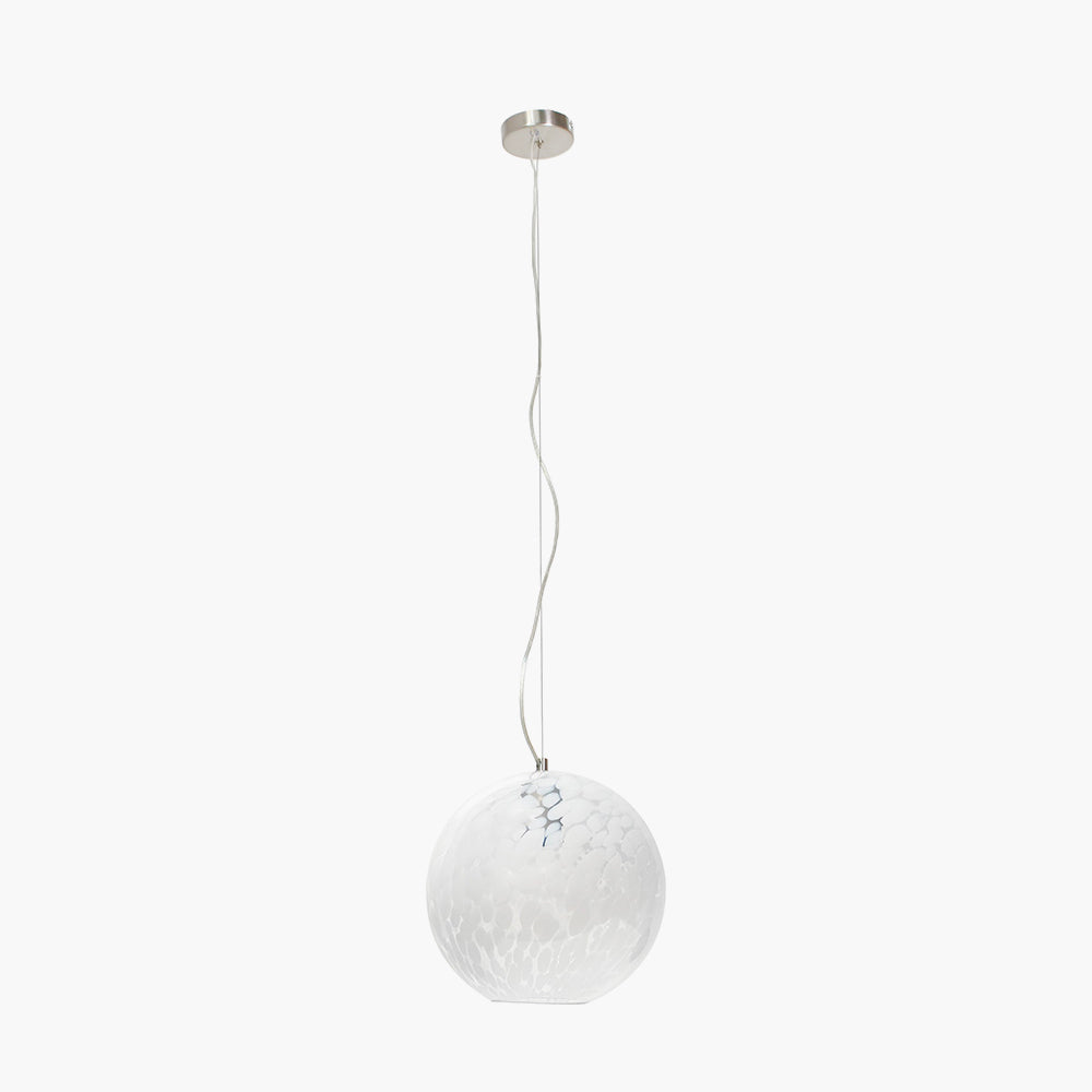 Aurora Speckled White Glass Spherical Pendant  25 cm