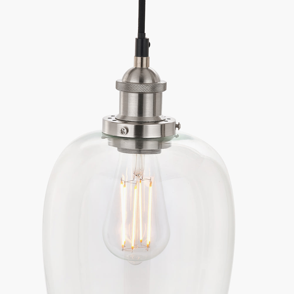 Clio Antique Silver Metal & Clear Glass Ceiling Light Pendant