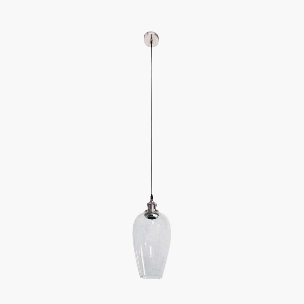 Clio Antique Silver Metal and Clear Glass Pendant  17 cm