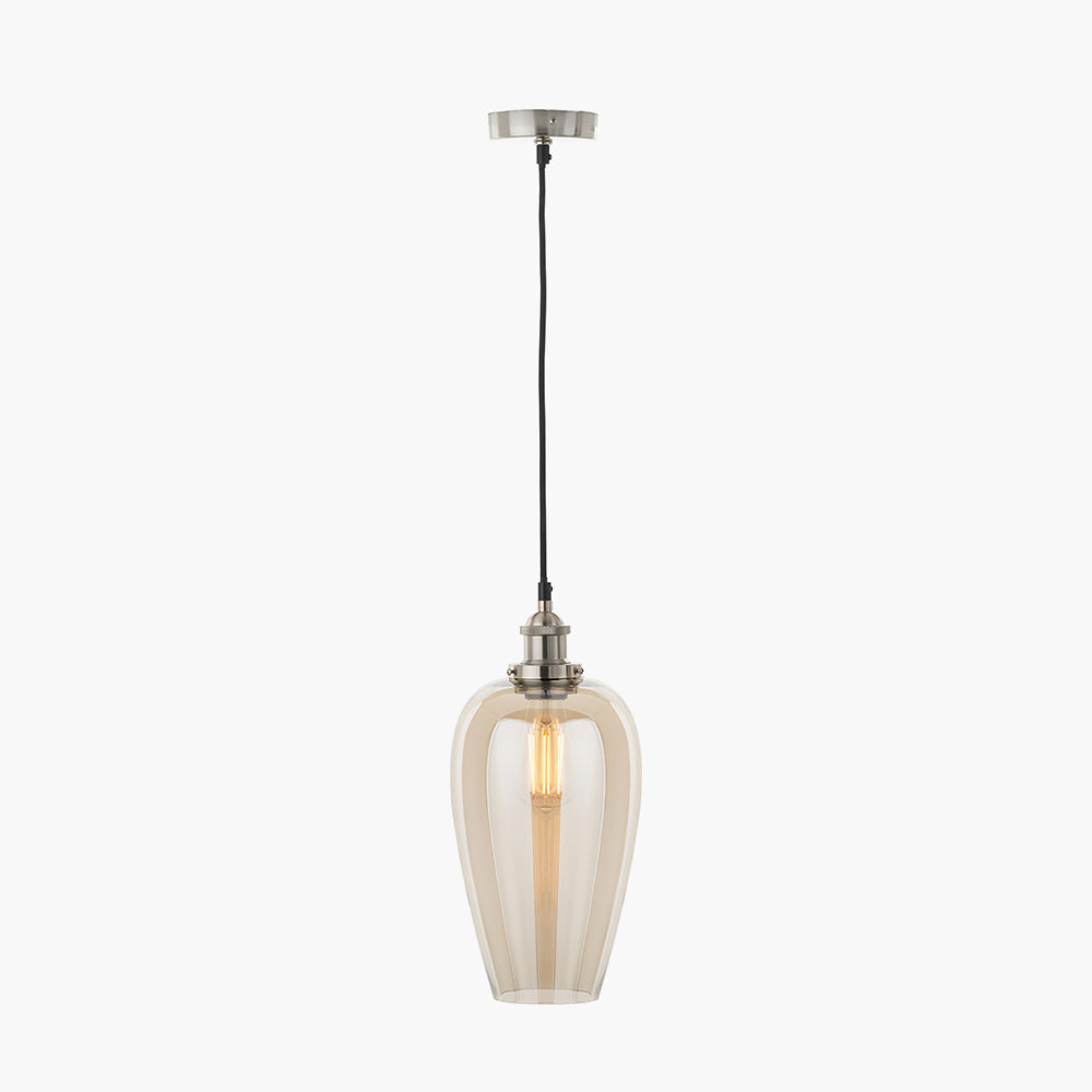 Clio Antique Silver Metal & Lustre Glass Ceiling Light Pendant