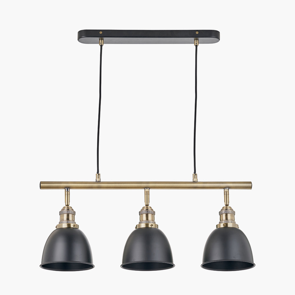 Augusto Black & Gold Task Bar Pendant - 66 cm