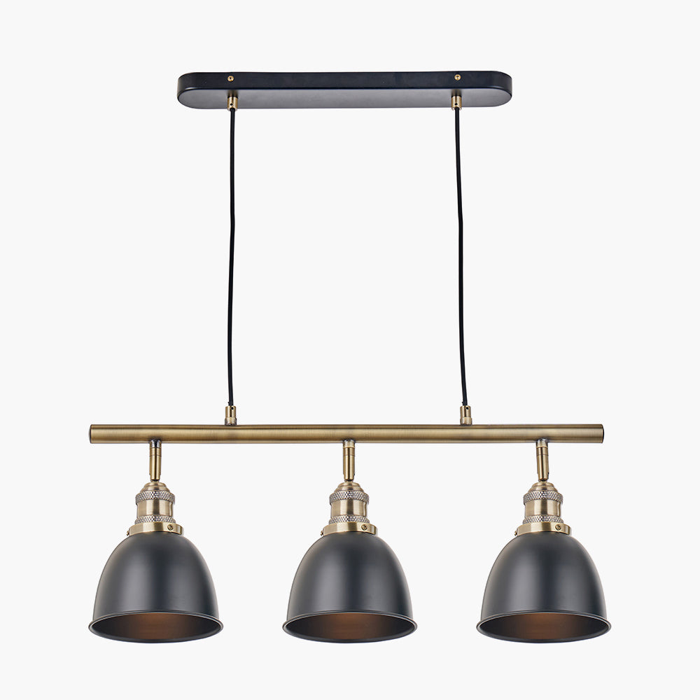Augusto Black & Gold Task Bar Pendant - 66 cm