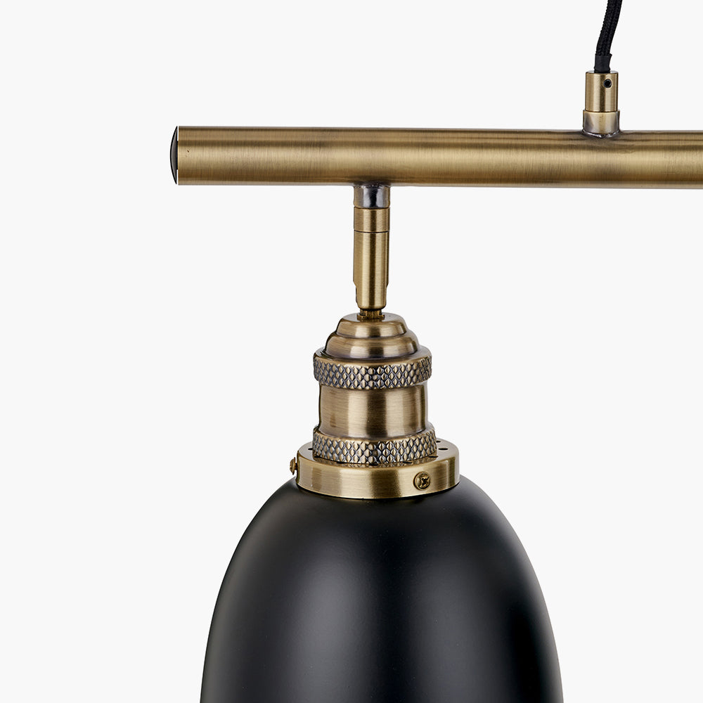 Augusto Black & Gold Task Bar Pendant - 66 cm