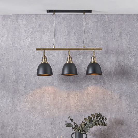 Augusto Black and Gold Task Bar Pendant  66 cm