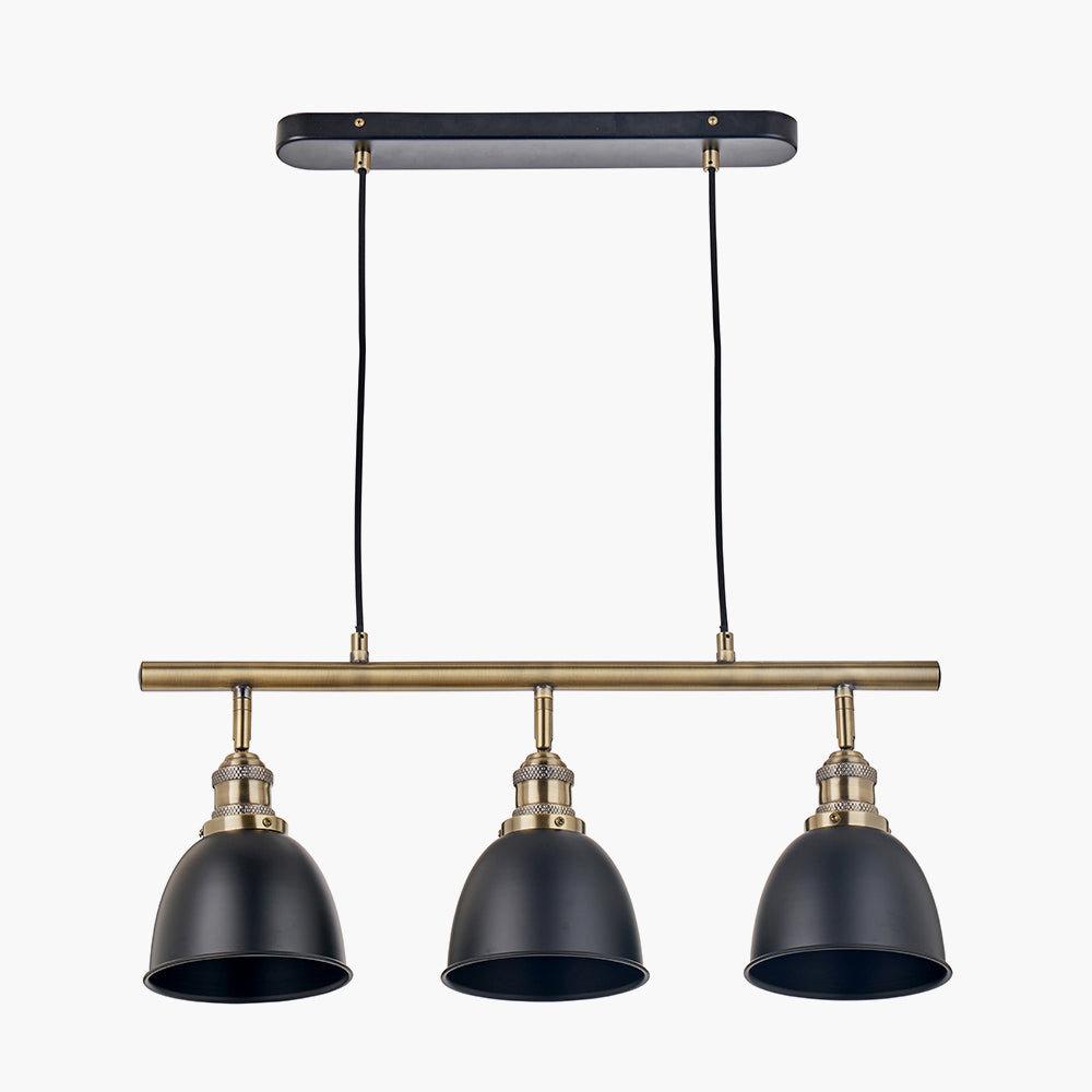 Augusto Black & Gold Task Bar Pendant - 66 cm