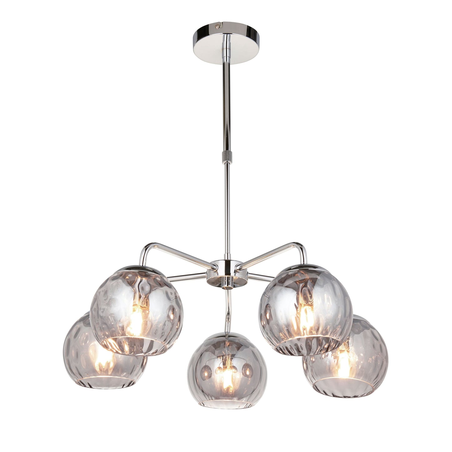 Dimple Ceiling Light Pendant in Chrome & Smoked Glass