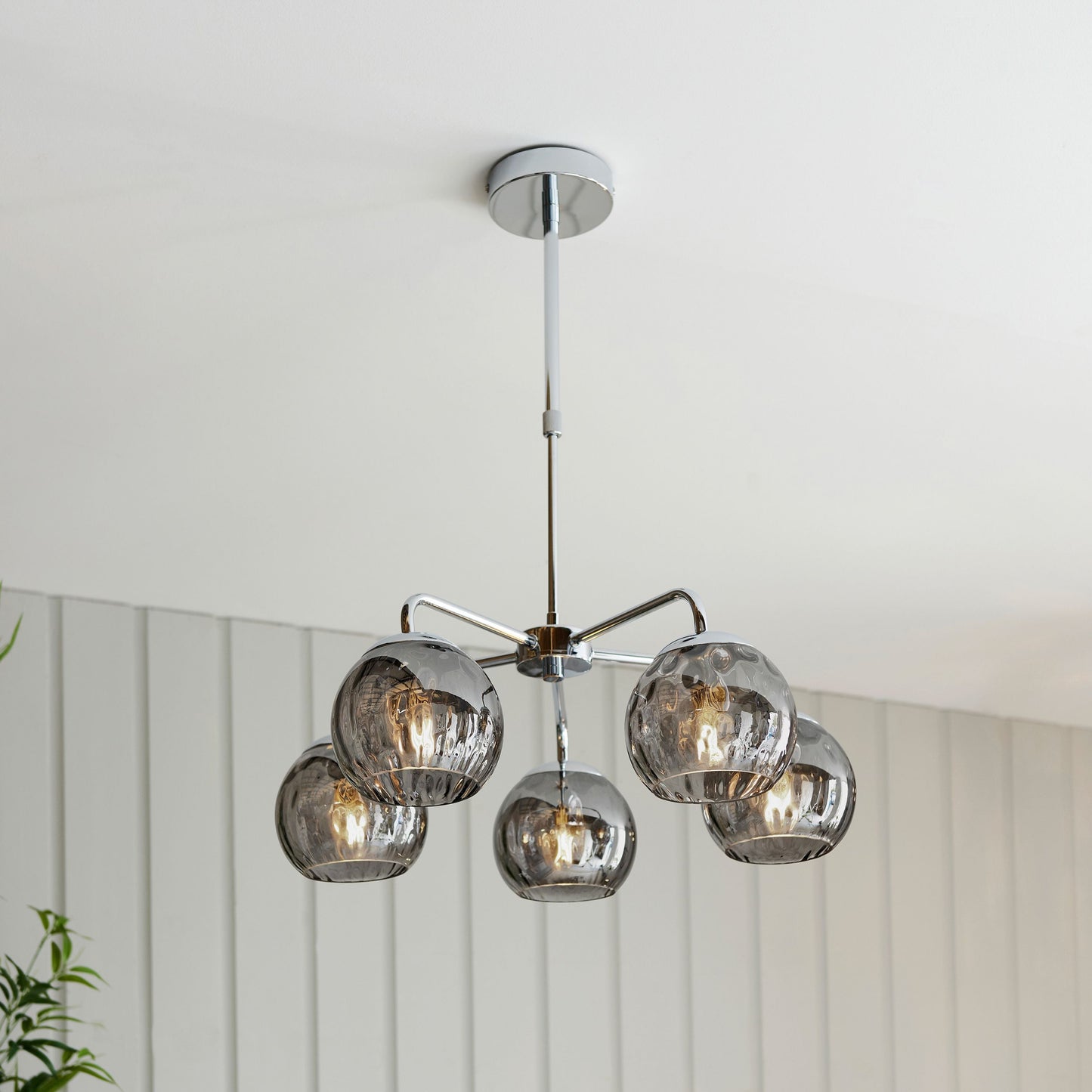 Dimple Ceiling Light Pendant in Chrome & Smoked Glass