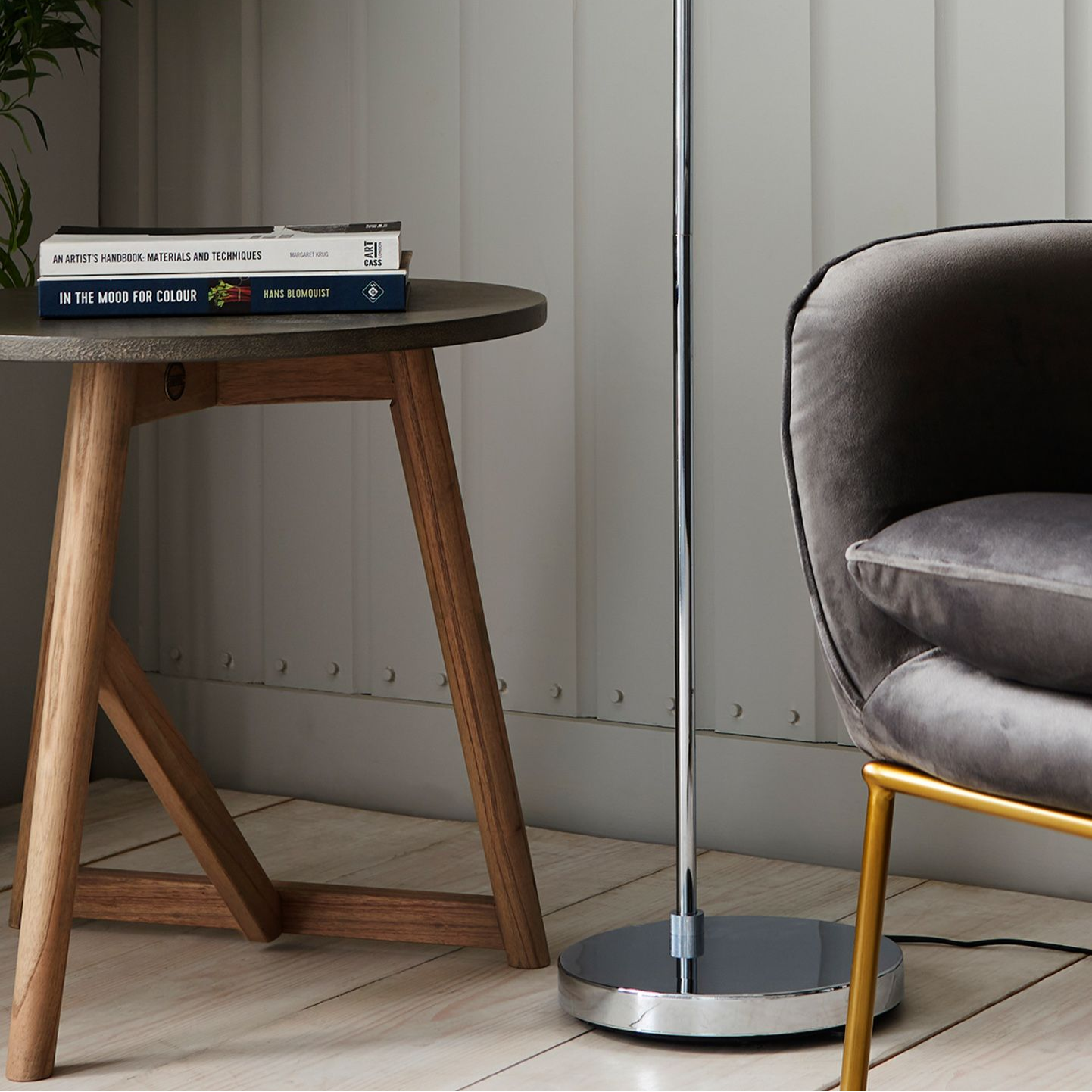 Modern Chrome Metal Floor Lamp with Single Glass Globe Shade