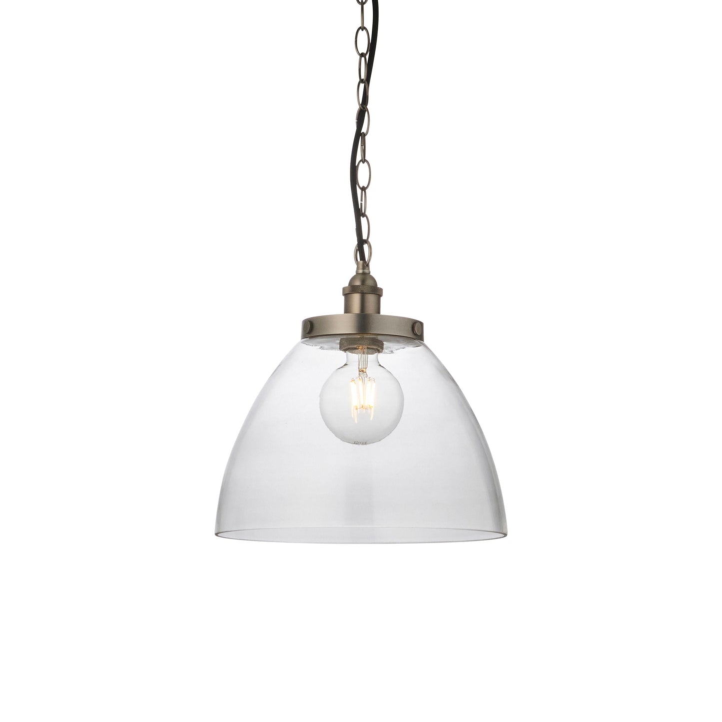 Hansen Silver & Clear Glass Single Pendant Ceiling Light
