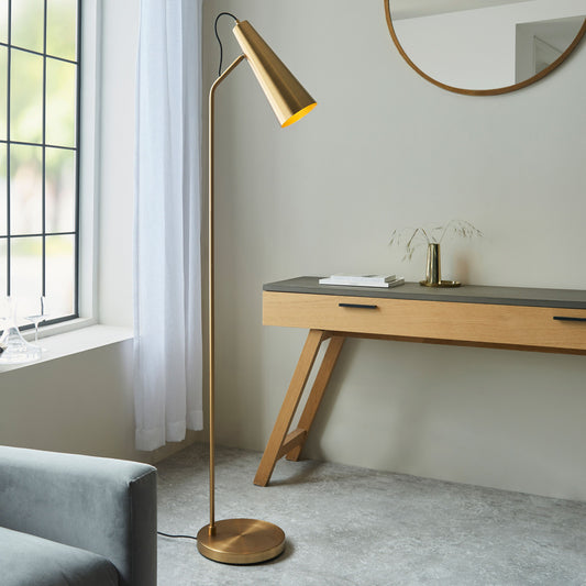 Minimalist Brass Metal Floor Lamp with Adjustable Head