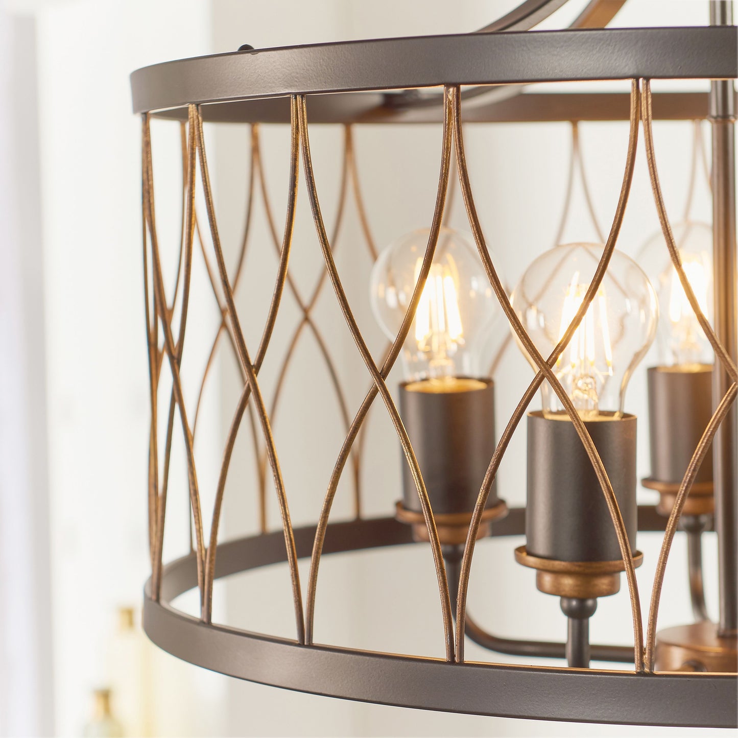 Heston Gothic Black & Bronze Metal Pendant Ceiling Light
