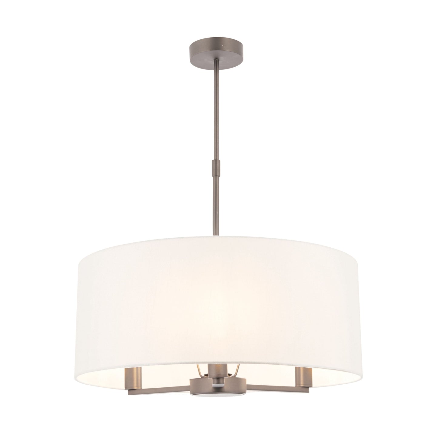 Contemporary Nickel Single Pendant Ceiling Light With White Shade