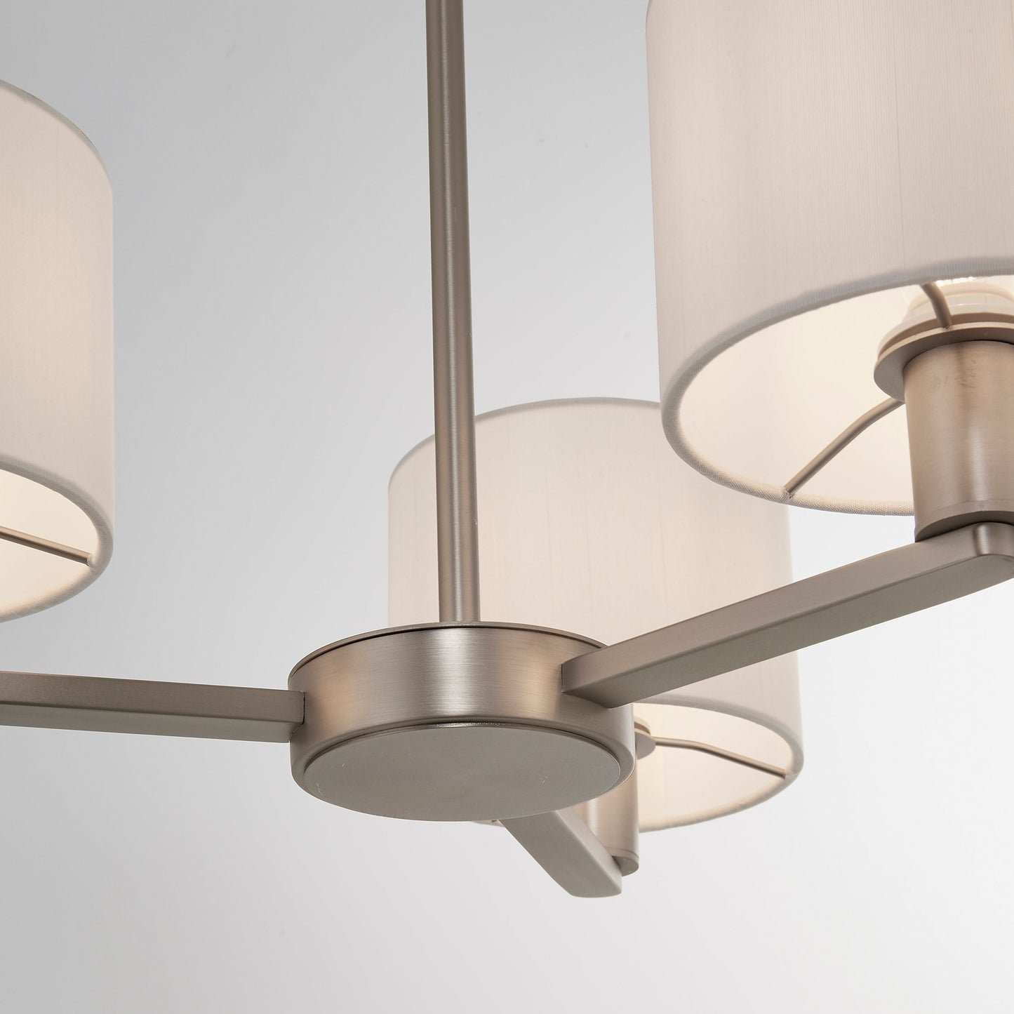 Daley Nickel 3 Pendant Ceiling Light With White Shades