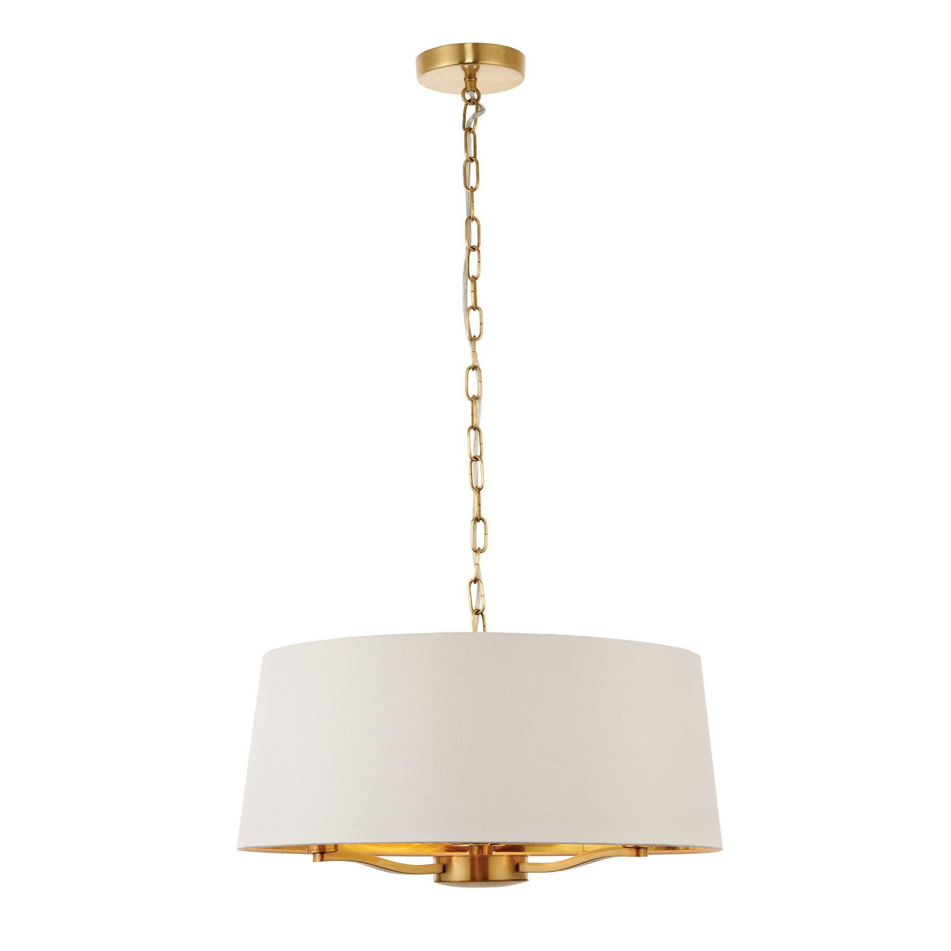 Harvey Chrome Pendant Ceiling Light with Vintage White Shade – Small