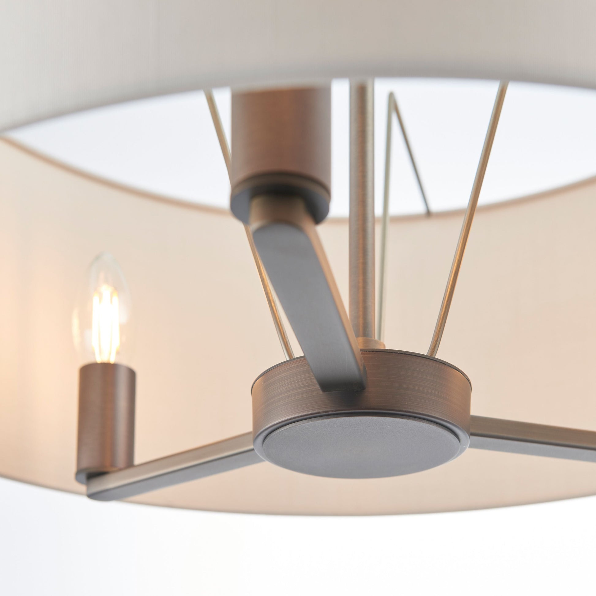 Daley Bronze Single Pendant Ceiling Light With White Shades