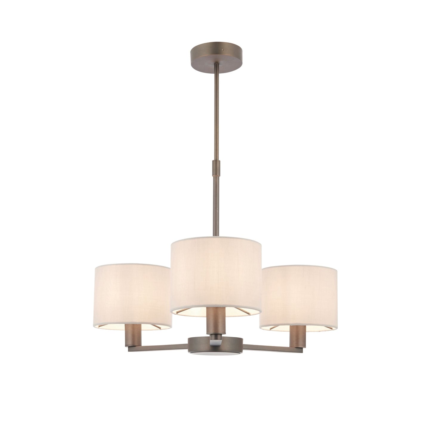 Daley Bronze 3 Pendant Ceiling Light With Off White Shades
