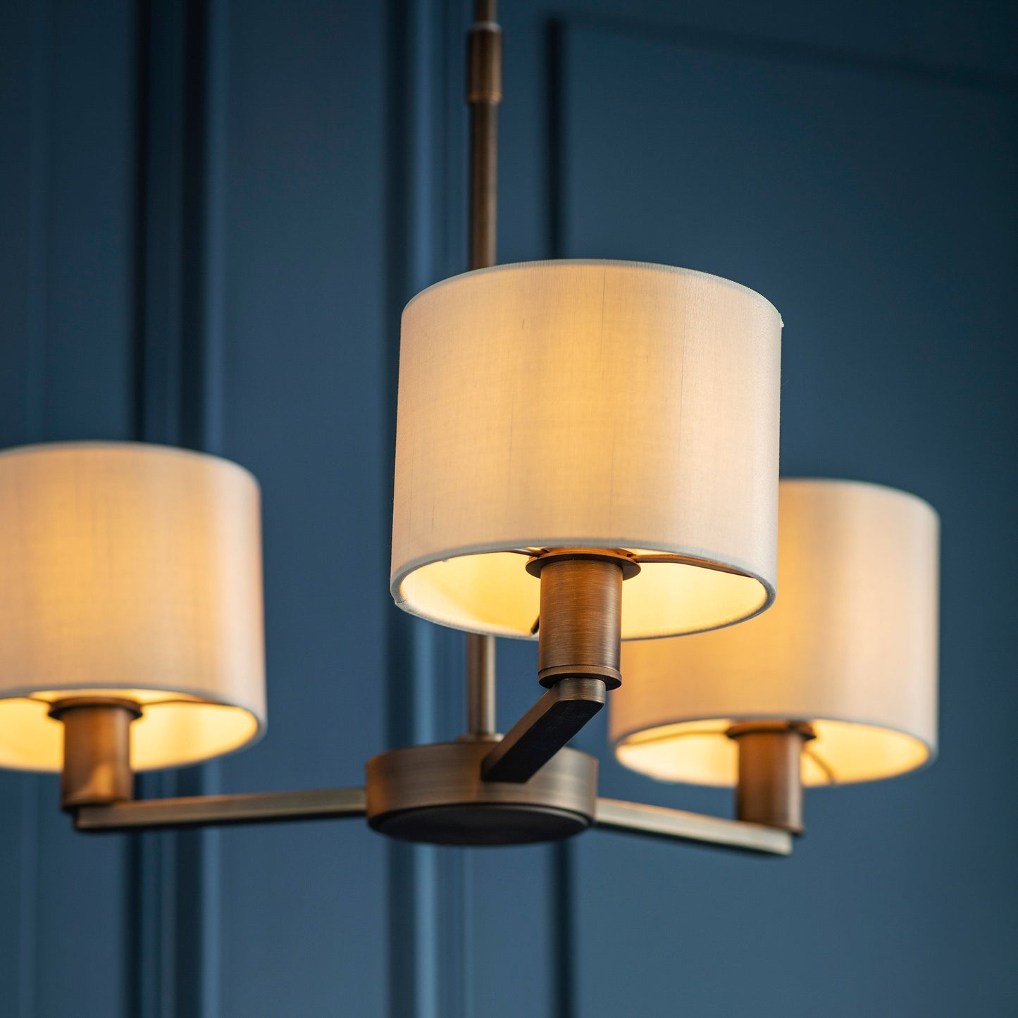 Daley Bronze 3 Pendant Ceiling Light With Off White Shades
