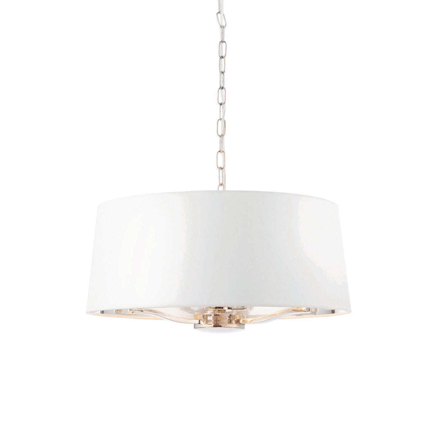 Harvey Chrome Pendant Ceiling Light with Vintage White Shade  Small