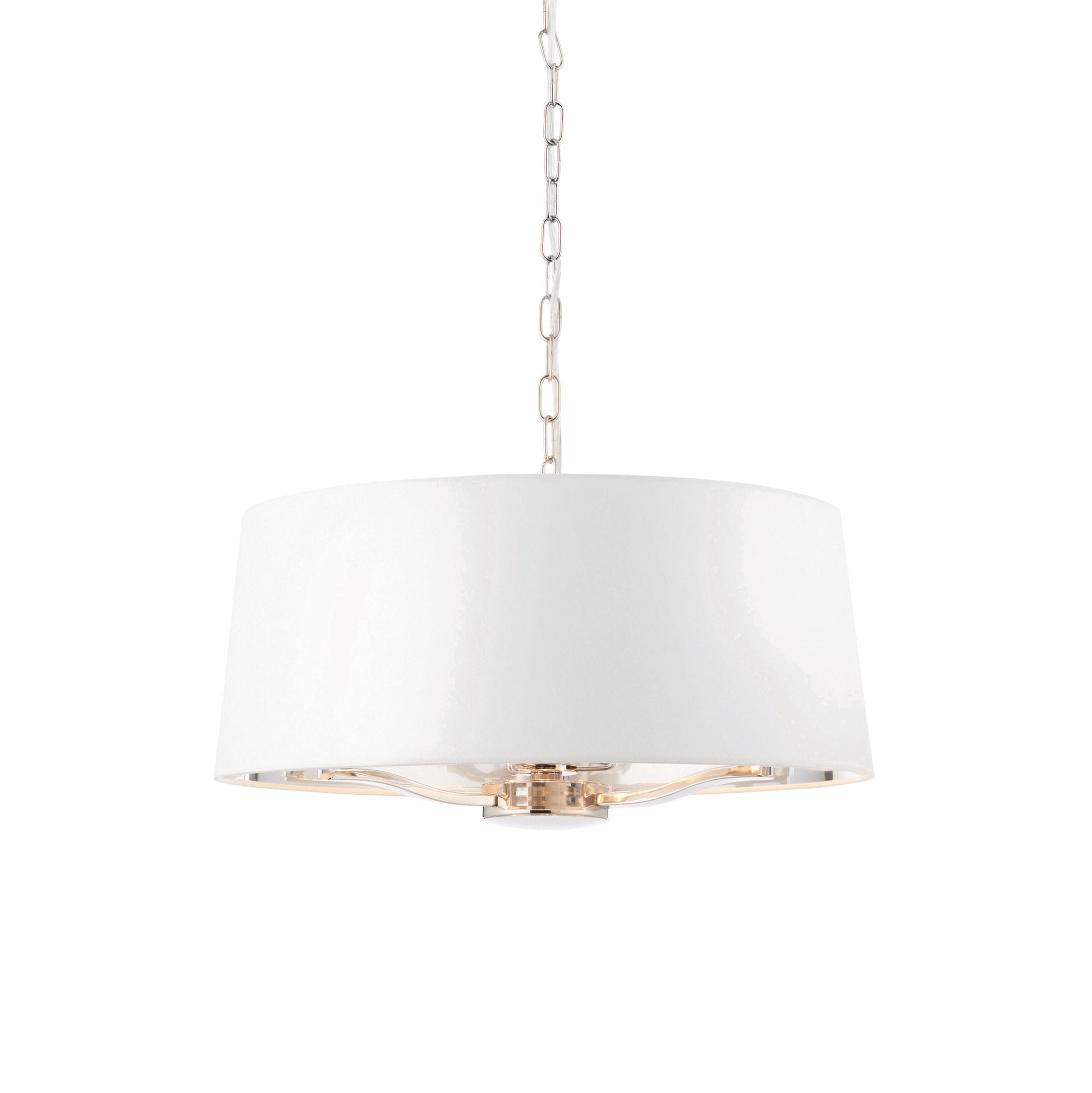 Harvey Chrome Pendant Ceiling Light with Vintage White Shade  Small