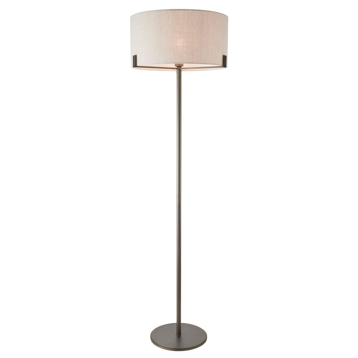 Elegant Brushed Bronze Floor Lamp – Natural Fabric Shade