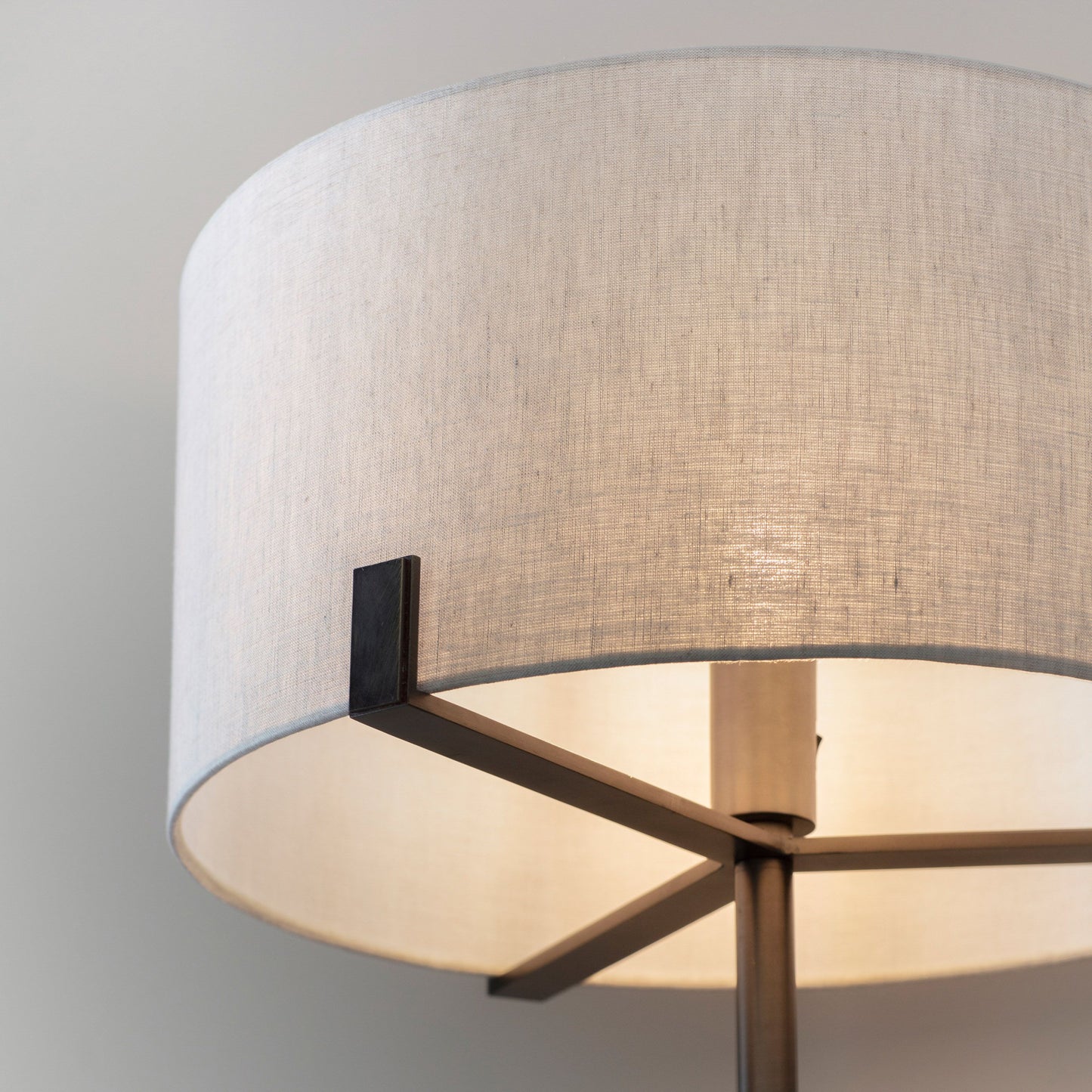 Elegant Brushed Bronze Floor Lamp – Natural Fabric Shade  