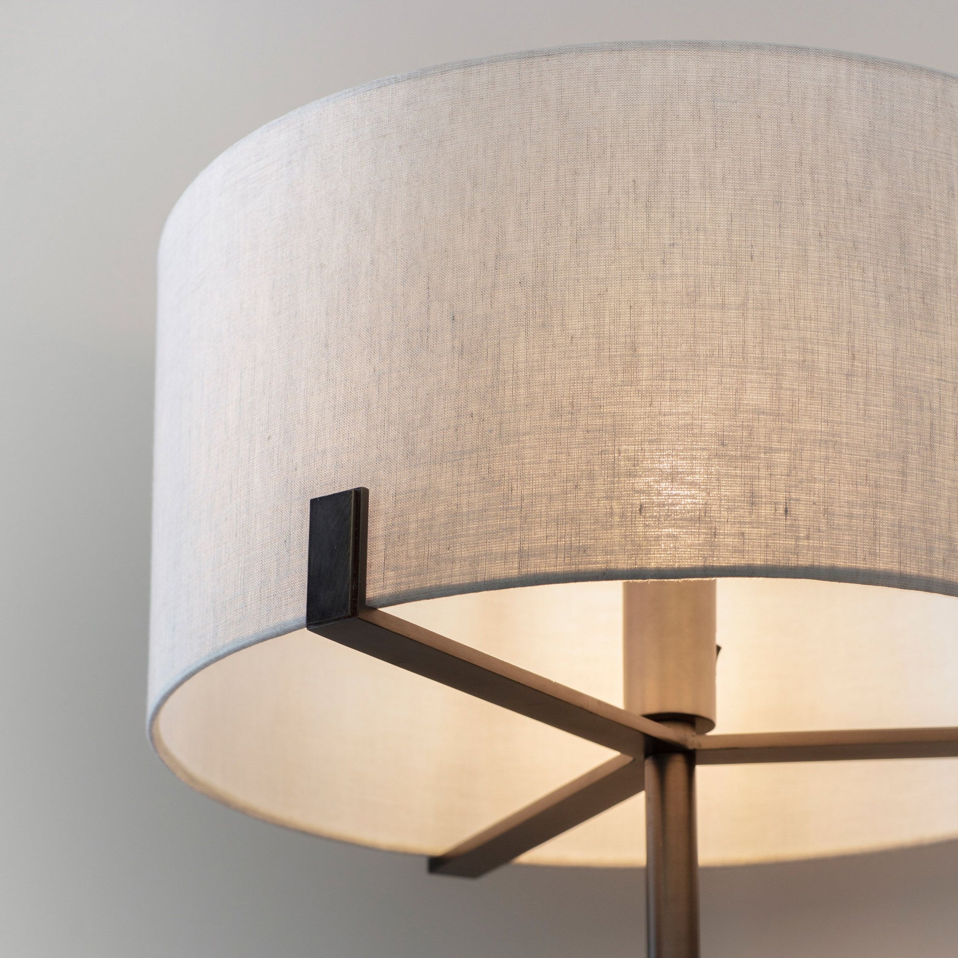 Elegant Brushed Bronze Floor Lamp – Natural Fabric Shade  