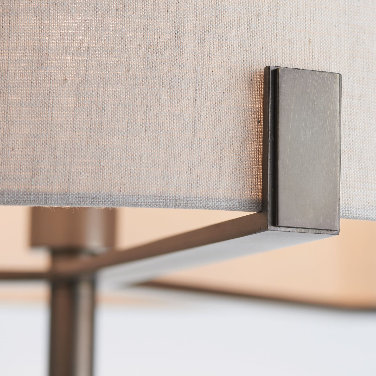 Elegant Brushed Bronze Floor Lamp – Natural Fabric Shade