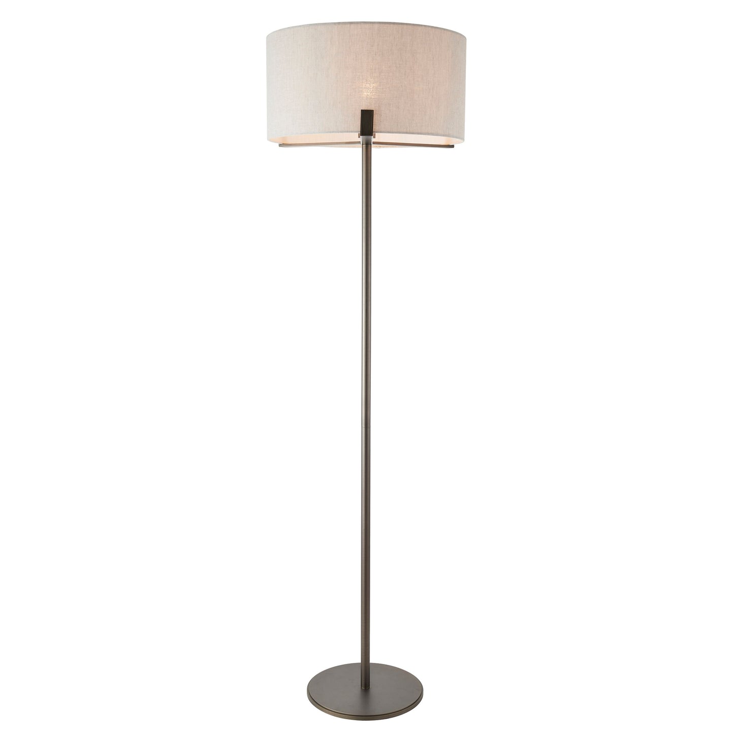 Elegant Brushed Bronze Floor Lamp – Natural Fabric Shade