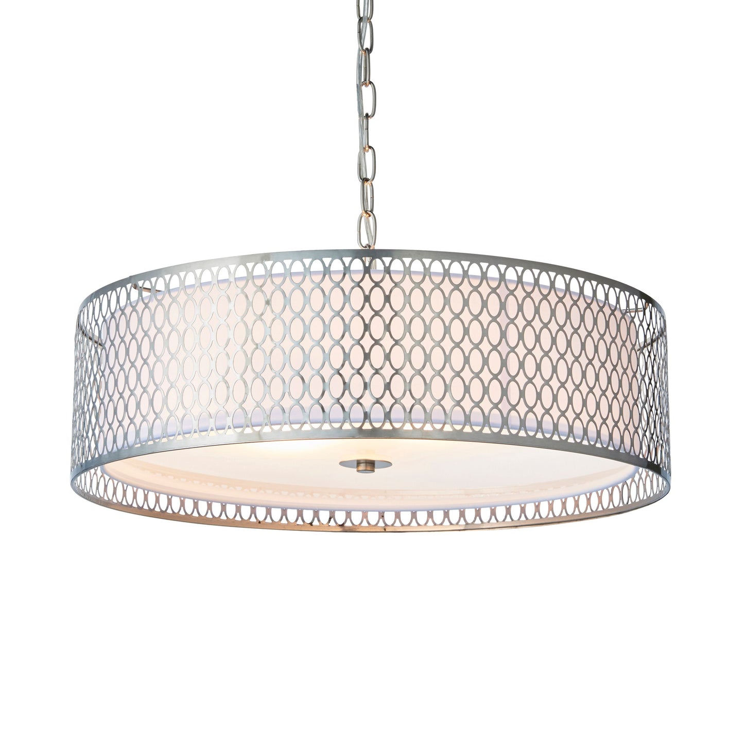 Cordero Ceiling Light Pendant in Satin Nickel & White