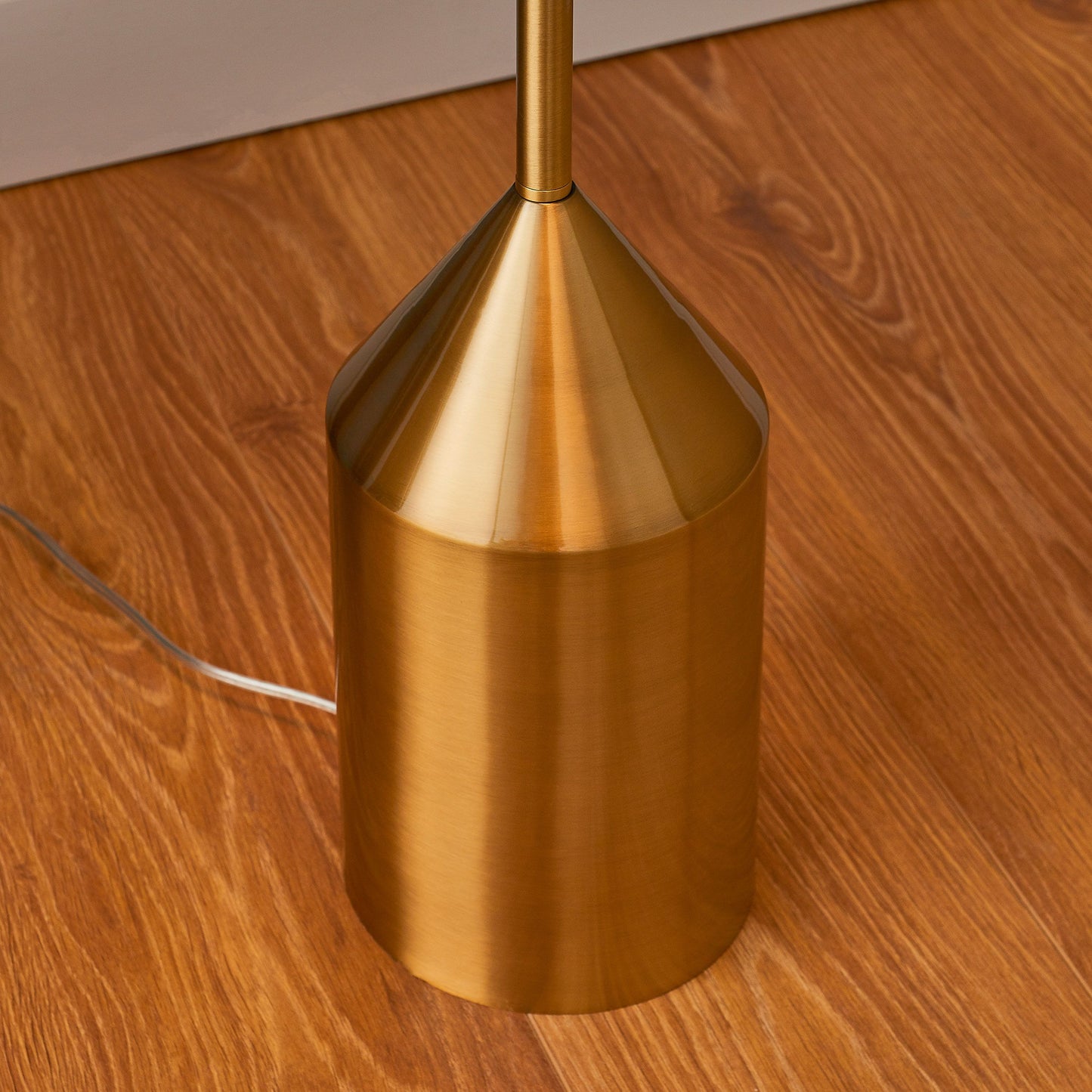 Contemporary Brushed Brass Floor Lamp with Steel Dome Shade