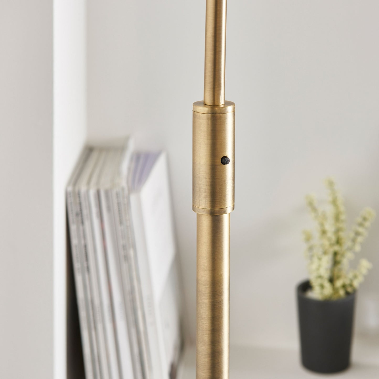 Contemporary Antique Brass Floor Lamp with White Glass Shade