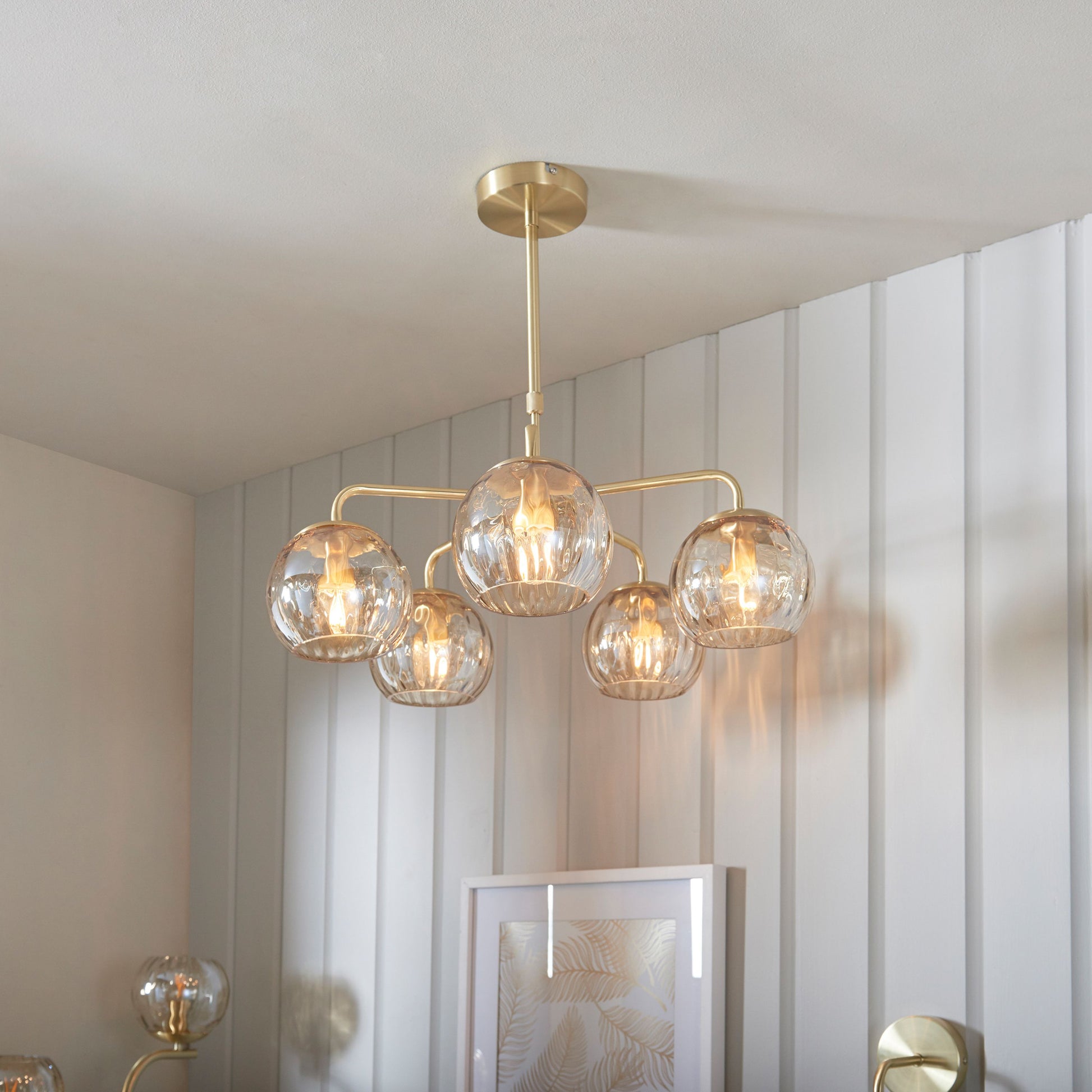 Dimple Ceiling Light Pendant in Brushed Brass & Glass