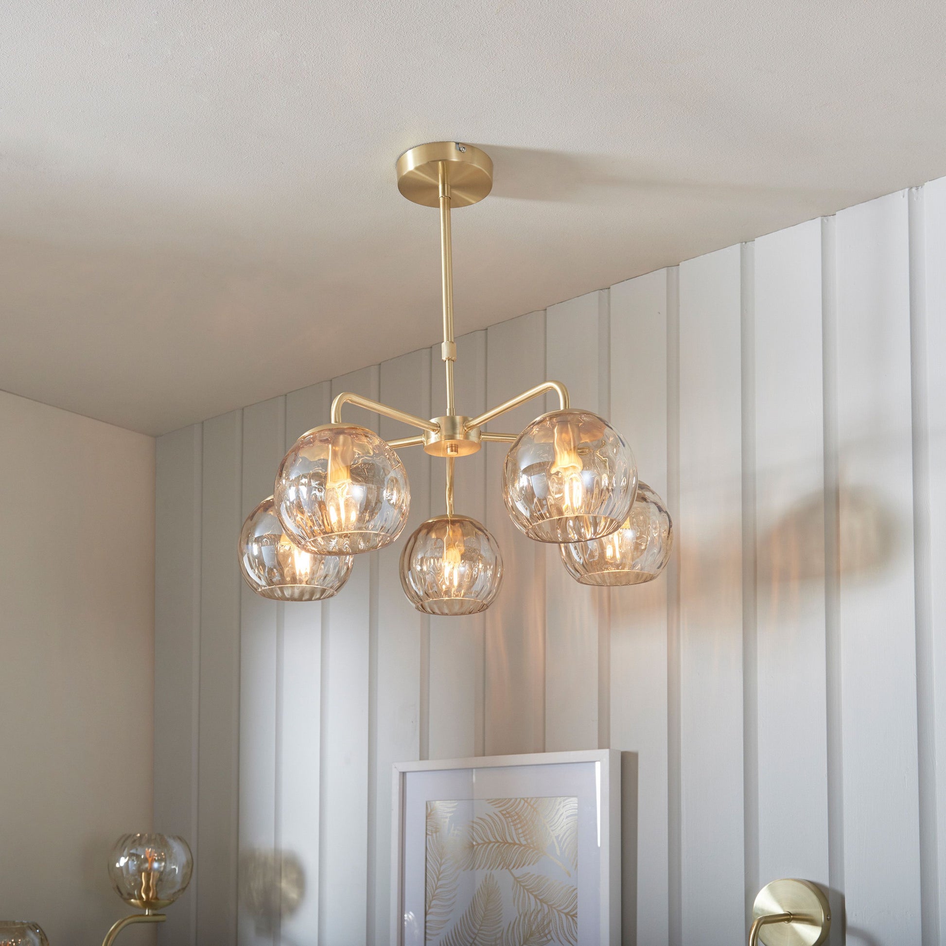 Dimple Ceiling Light Pendant in Brushed Brass & Glass