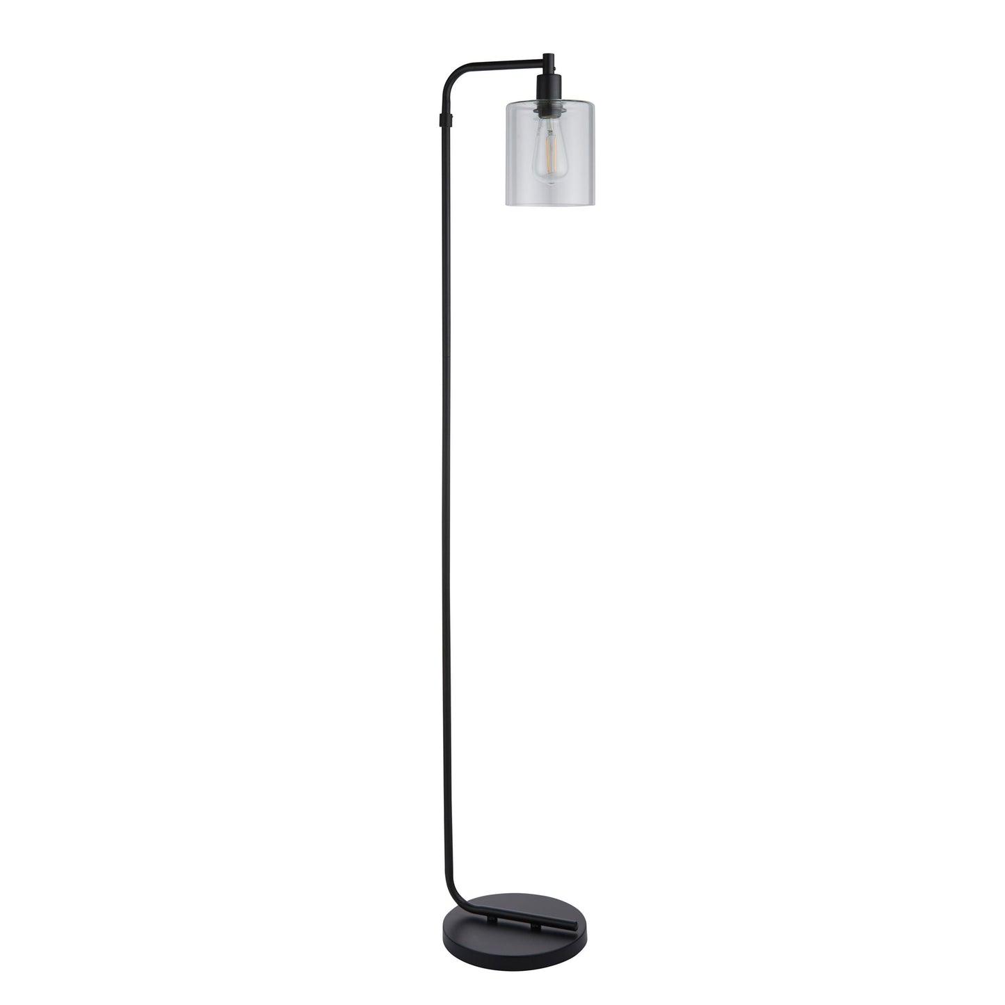 Industrial Black Metal Floor Lamp with Clear Glass Shade