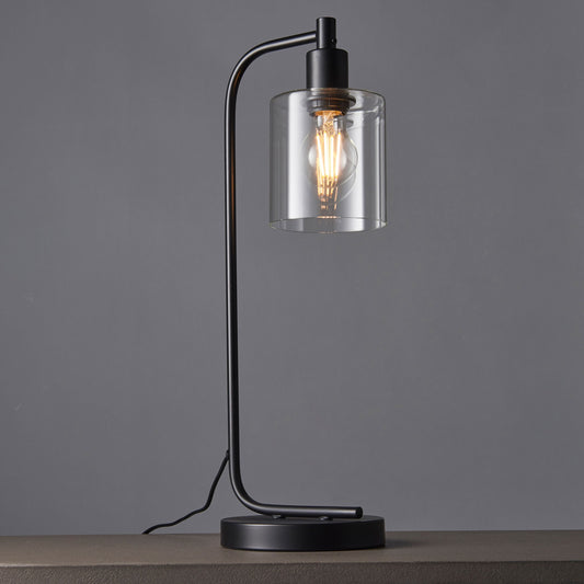 Industrial Matt Black Glass Table Lamp – Sleek Design & Steel Base