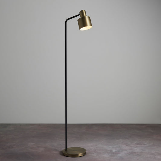 Industrial Antique Bronze Floor Lamp – Slim Black Frame & Steel Shade  