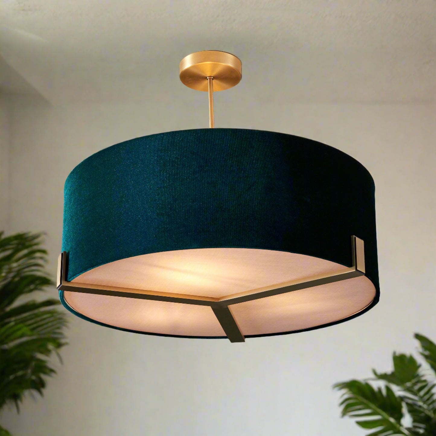 Hayfield Gold Ceiling Light Pendant with Emerald Green Shade