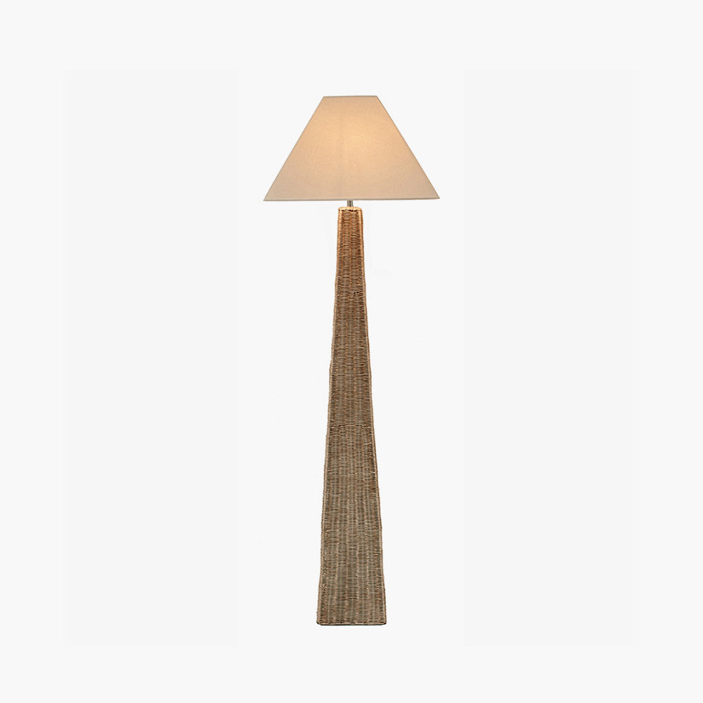 Rustic Natural Rattan Floor Lamp Base – Handwoven