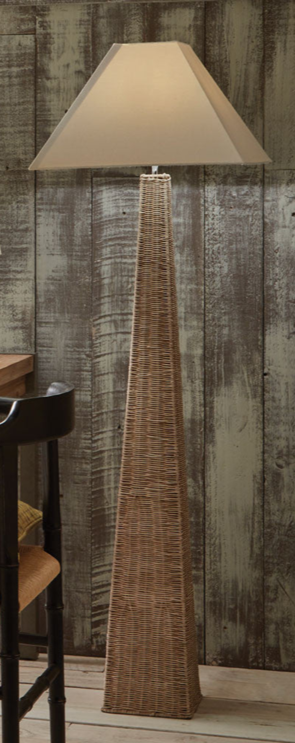 Rustic Natural Rattan Floor Lamp Base – Handwoven