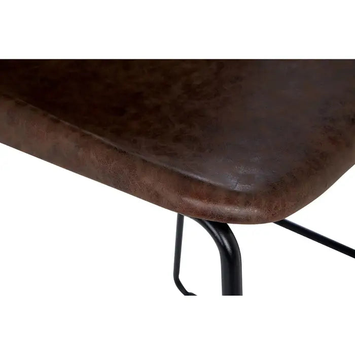 Elegant Brown Leather Bar Stool – Metal Frame & Minimalist Design