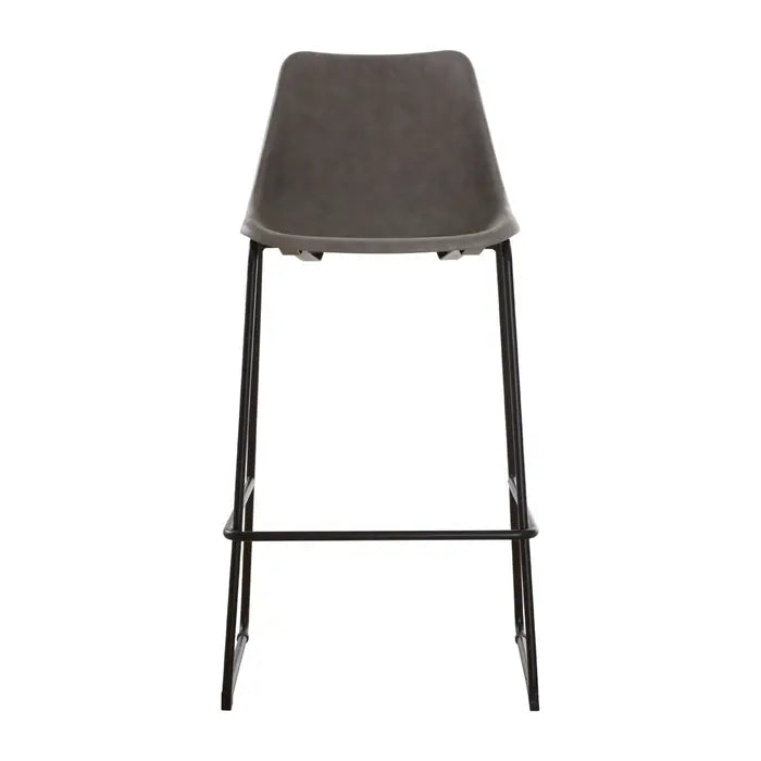Sleek Black Metal Bar Stool – Leather Seat & Modern Appeal