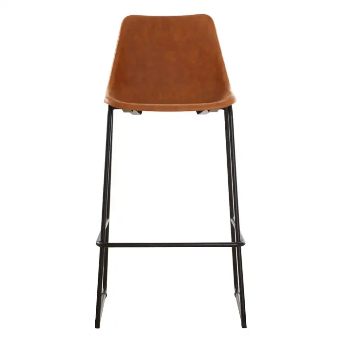 Modern Black & Orange Leather Bar Stool – Metal Frame & Sleek Design