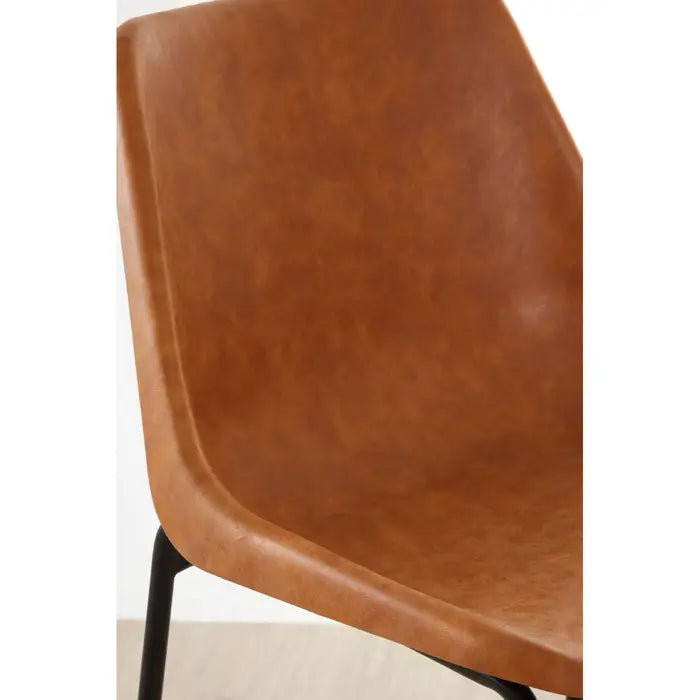 Modern Black & Orange Leather Bar Stool – Metal Frame & Sleek Design
