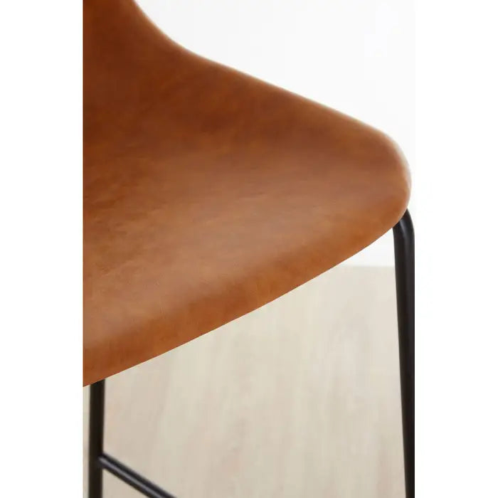 Modern Black & Orange Leather Bar Stool – Metal Frame & Sleek Design