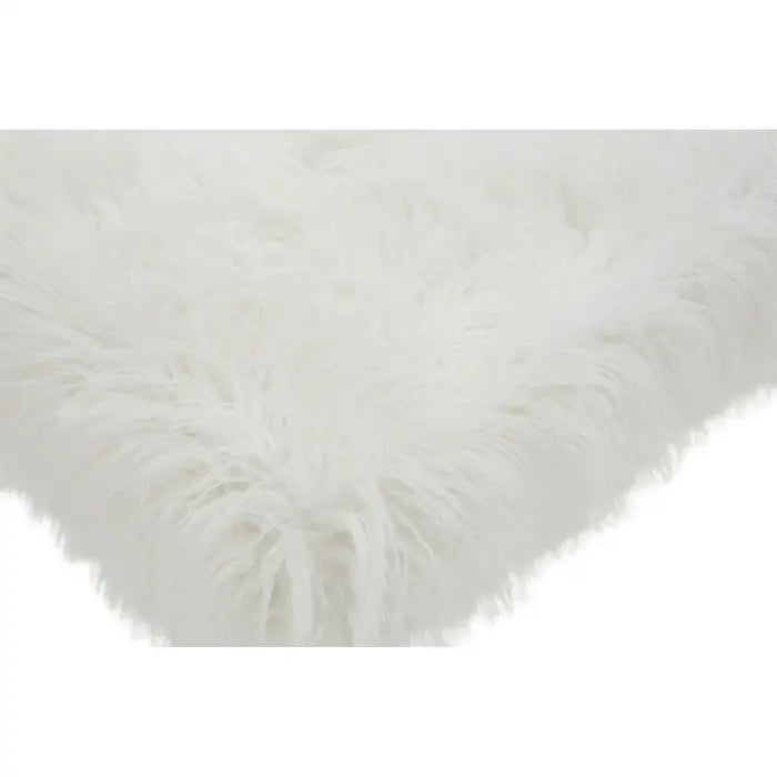 Hatfield Indoor Bench, White Fur Seat, Gold Metal Legs