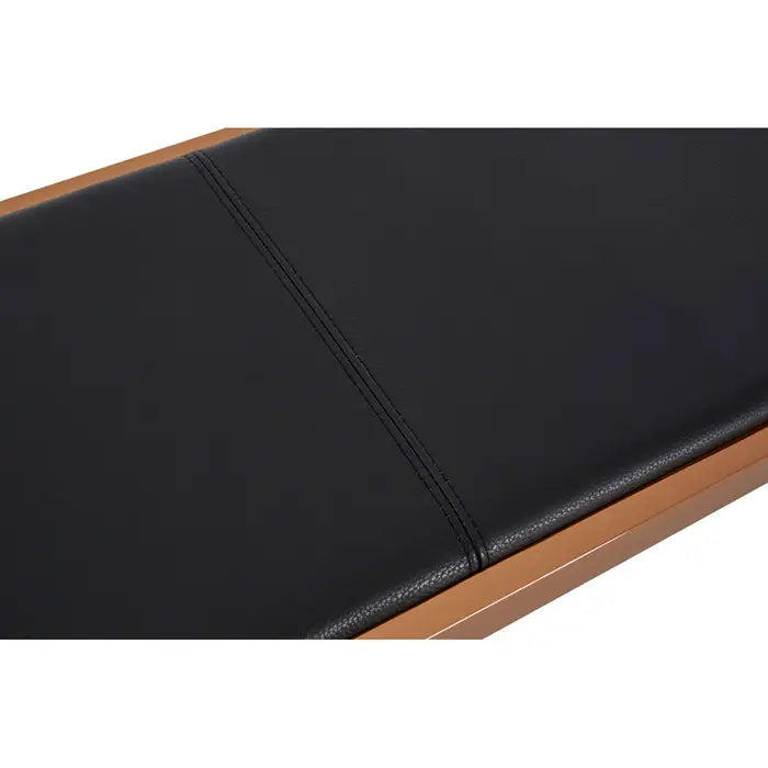 Helmsley Indoor Bench, Black Leather Seat, Rose Gold Frame