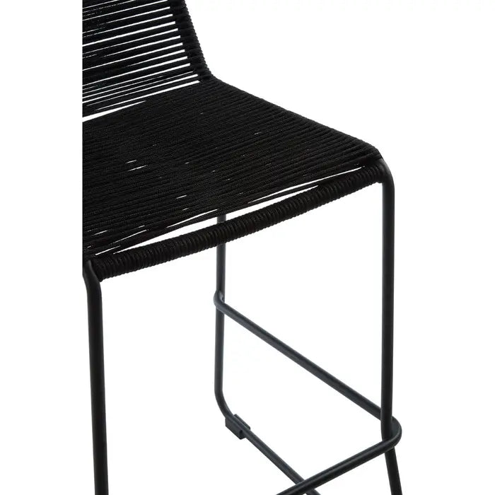 Modern Black Rope Bar Stool – Sleek Design & Durable Iron Frame