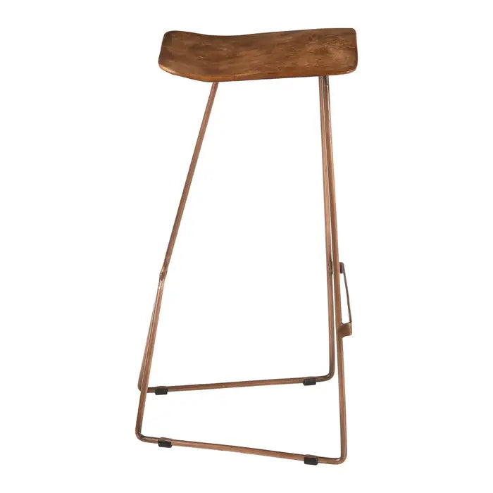 Elegant Brown Leather & Iron Bar Stool – Sleek Modern Design