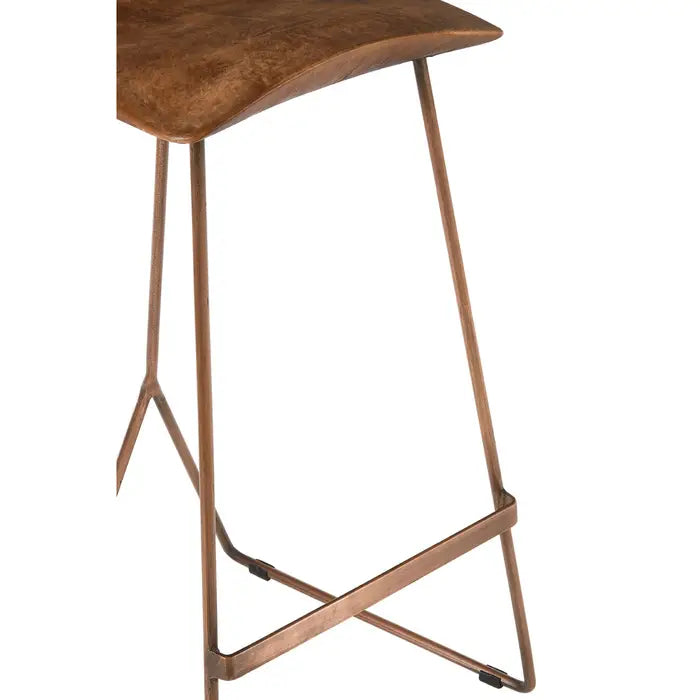 Elegant Brown Leather & Iron Bar Stool – Sleek Modern Design