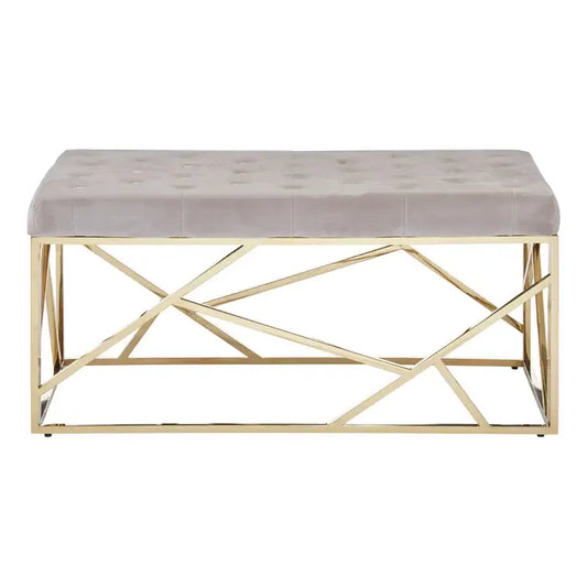 Allure Mink Velvet And Gold Finish Frame Bench